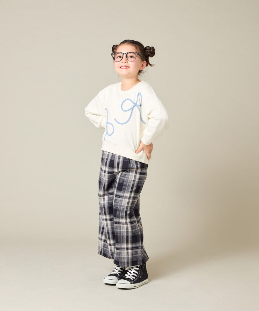 KJLAD41039 a.v.v KIDS(アー・ヴェ・ヴェ) [120-160]【定番人気！/取り外し可能サスペンダー/後ろゴムで楽ちん】サス付きチェックワイドパンツ ネイビー