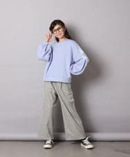KJLAD41039 a.v.v KIDS(アー・ヴェ・ヴェ) [120-160]【定番人気！/取り外し可能サスペンダー/後ろゴムで楽ちん】サス付きチェックワイドパンツ ネイビー