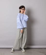 KJLAD41039 a.v.v KIDS(アー・ヴェ・ヴェ) [120-160]【定番人気！/取り外し可能サスペンダー/後ろゴムで楽ちん】サス付きチェックワイドパンツ ネイビー