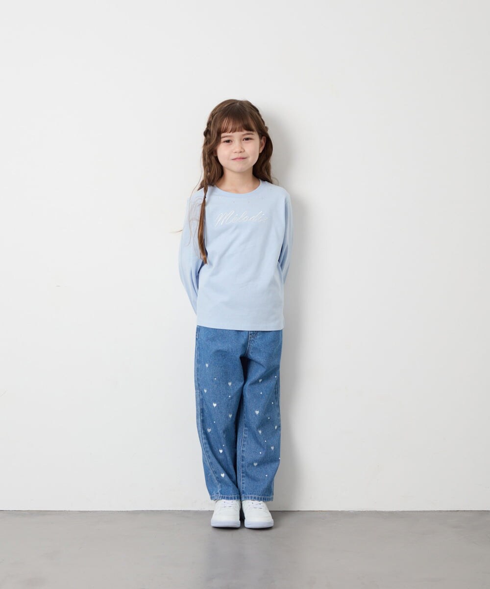 KJLAG02049 a.v.v KIDS(アー・ヴェ・ヴェ) [120-160]アソートデコデニムパンツ ブルー
