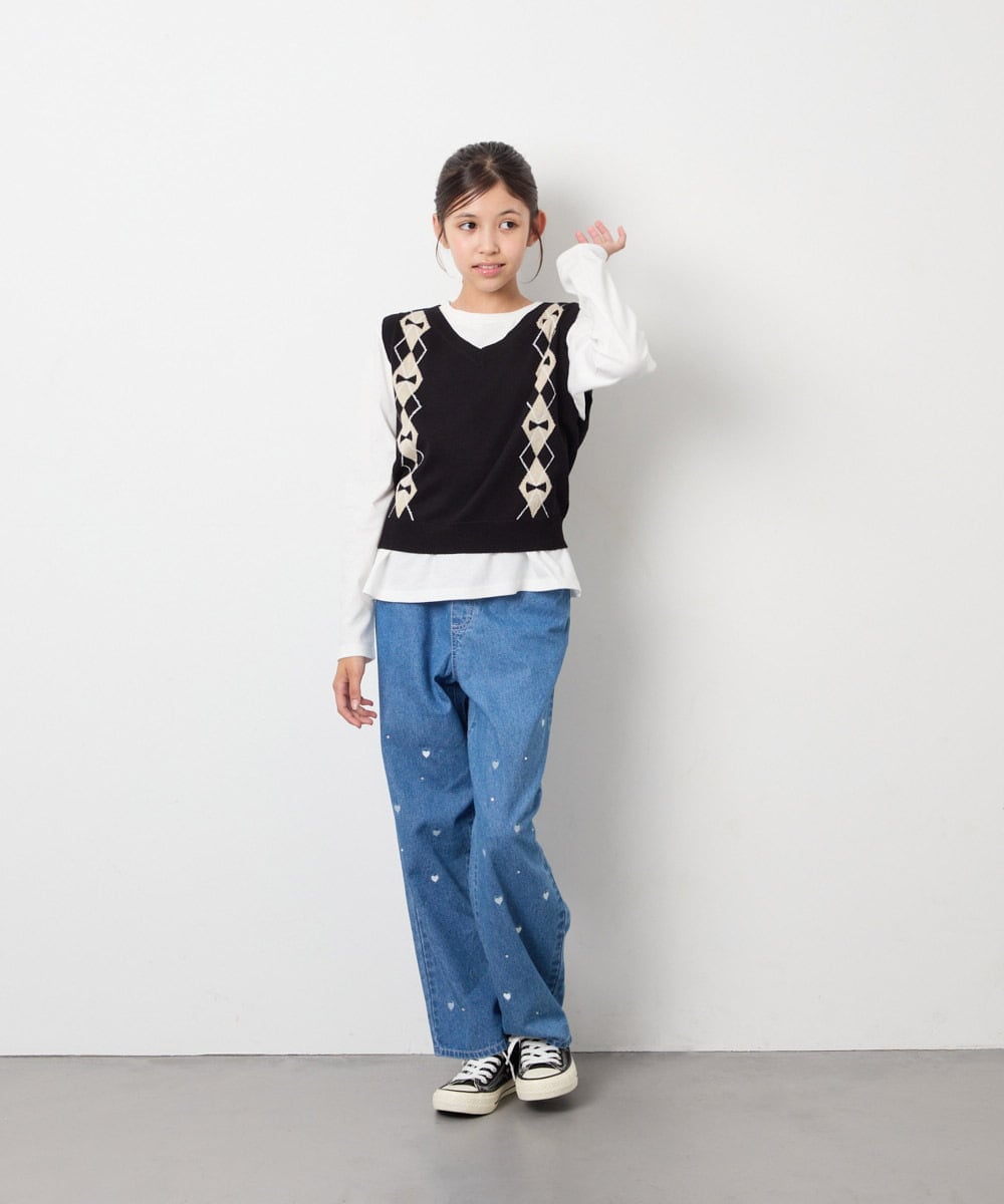 KJLAG02049 a.v.v KIDS(アー・ヴェ・ヴェ) [120-160]アソートデコデニムパンツ ブルー