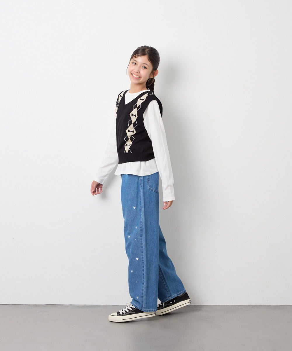 KJLAG02049 a.v.v KIDS(アー・ヴェ・ヴェ) [120-160]アソートデコデニムパンツ ブルー