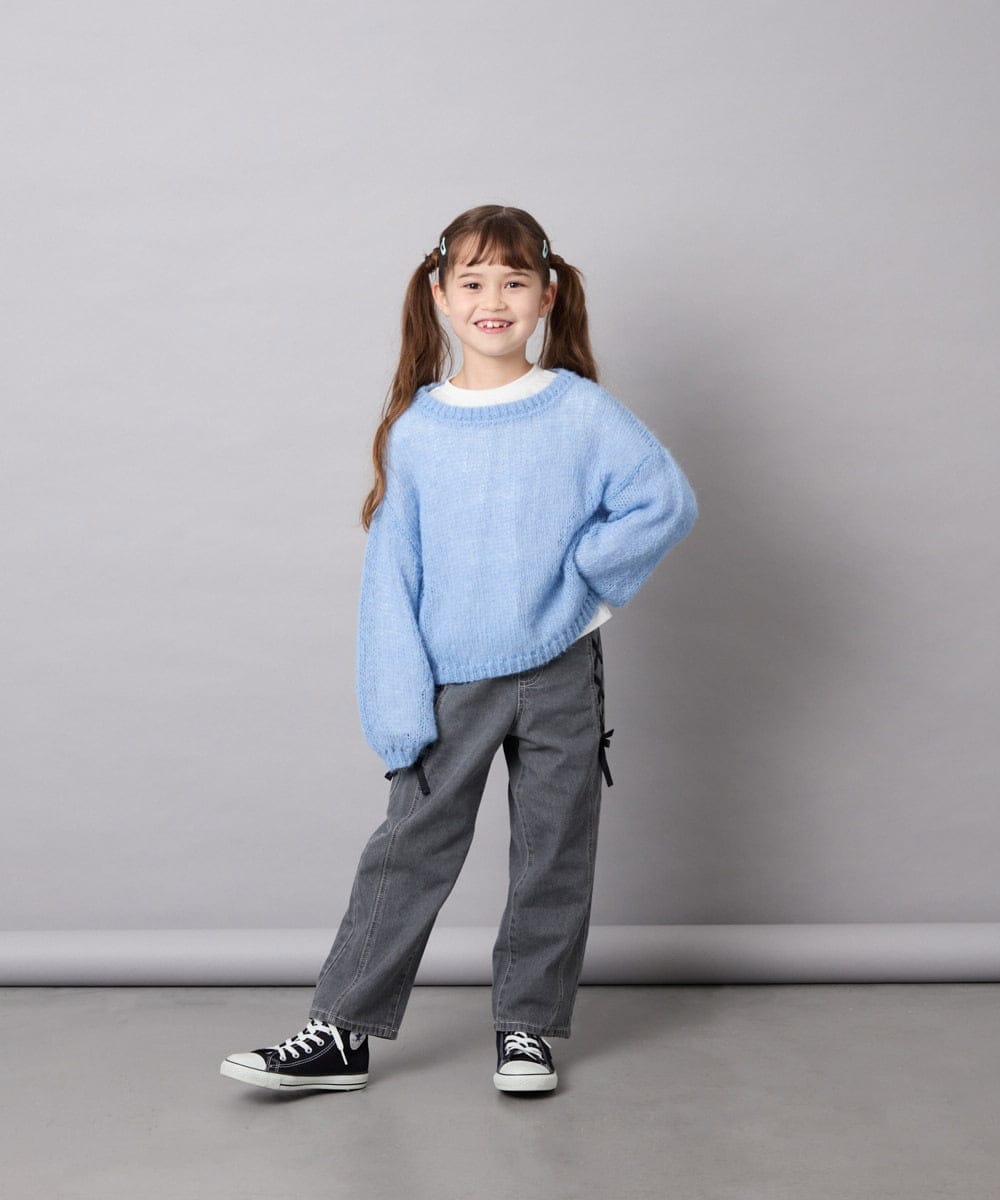 KJLAG02049 a.v.v KIDS(アー・ヴェ・ヴェ) [120-160]アソートデコデニムパンツ ダークグレー