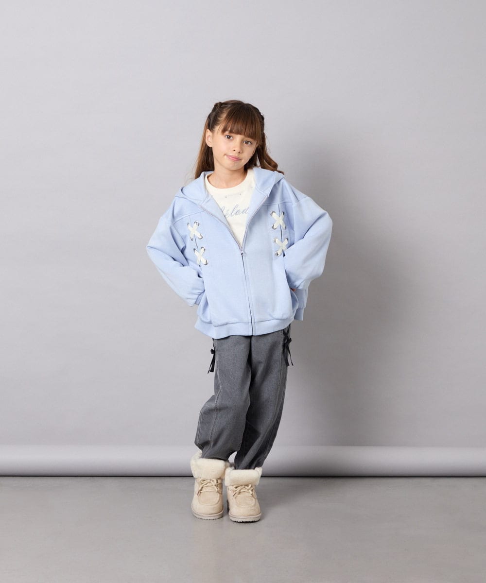 KJLAG02049 a.v.v KIDS(アー・ヴェ・ヴェ) [120-160]アソートデコデニムパンツ ダークグレー