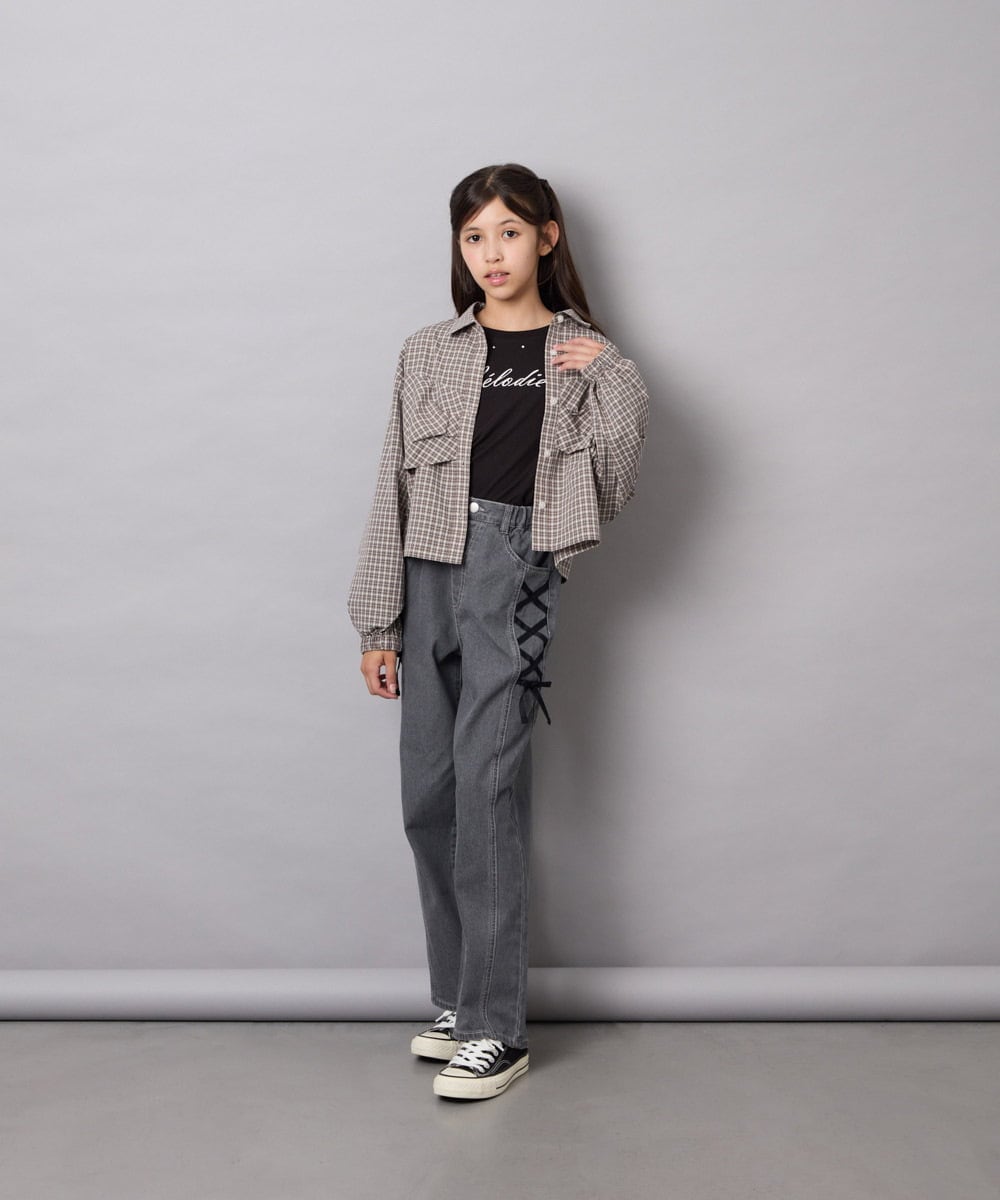 KJLAG02049 a.v.v KIDS(アー・ヴェ・ヴェ) [120-160]アソートデコデニムパンツ ダークグレー