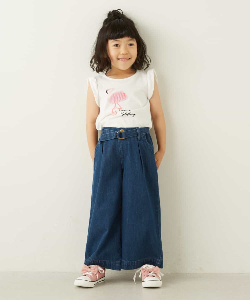 KJLDE05039 a.v.v KIDS(アー・ヴェ・ヴェ) [140-150]ベルト付ワイドパンツ ネイビー