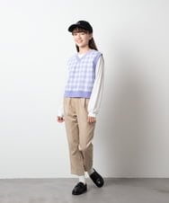 KJLES32034 a.v.v KIDS(アー・ヴェ・ヴェ) [120-130]【2WAY】サスペンダー付きテーパードパンツ チェック