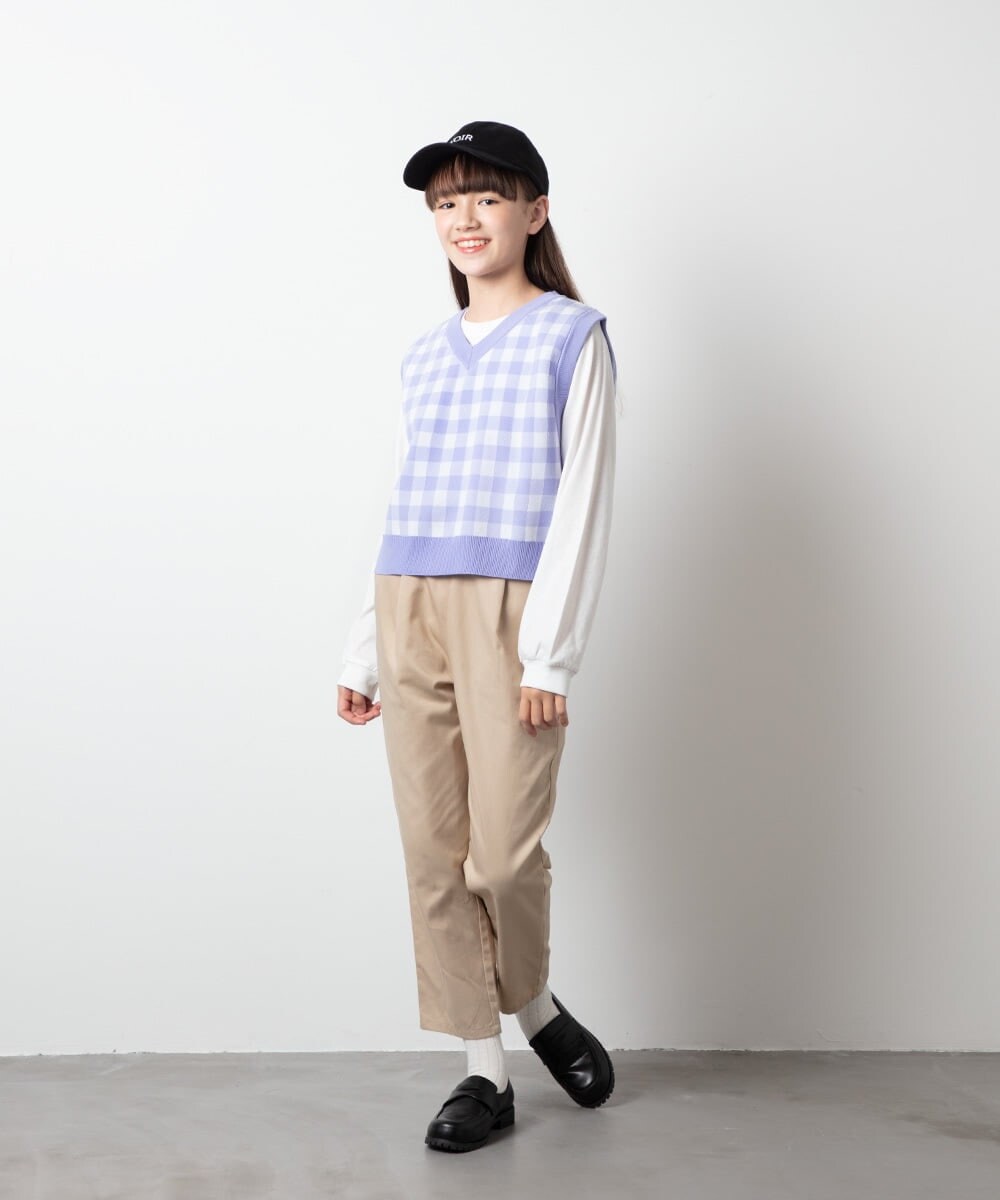 KJLES32034 a.v.v KIDS(アー・ヴェ・ヴェ) [120-130]【2WAY】サスペンダー付きテーパードパンツ チェック