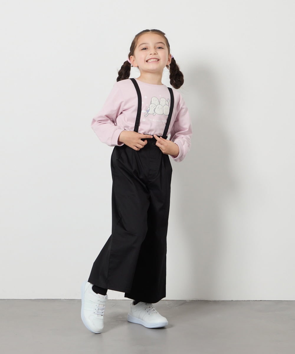 KJLFA26039 a.v.v KIDS(アー・ヴェ・ヴェ) [120-130]【接触冷感】サス付きワイドパンツ ブラック