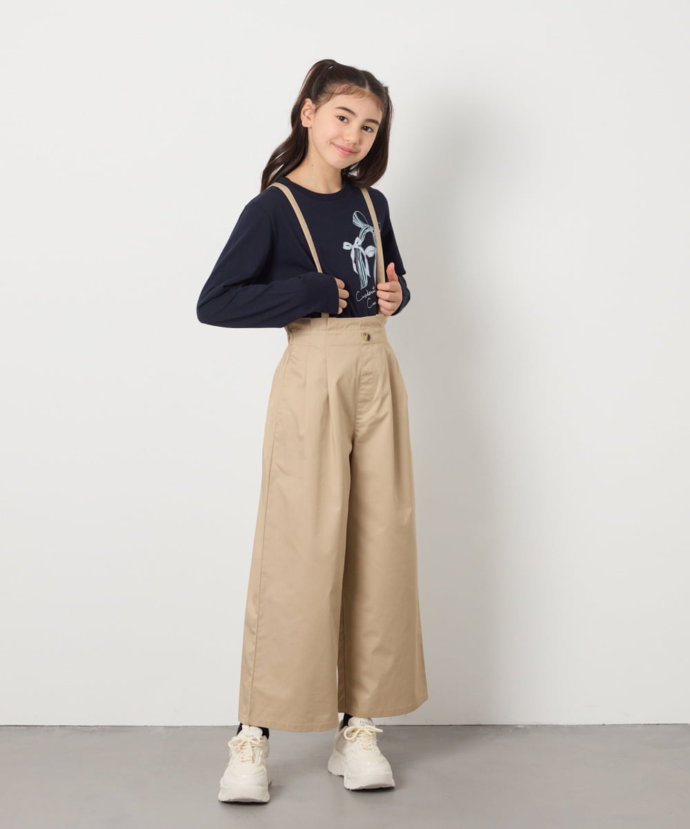 KJLFB26044 a.v.v KIDS(アー・ヴェ・ヴェ) [140-150]【接触冷感】サス付きワイドパンツ ブラック