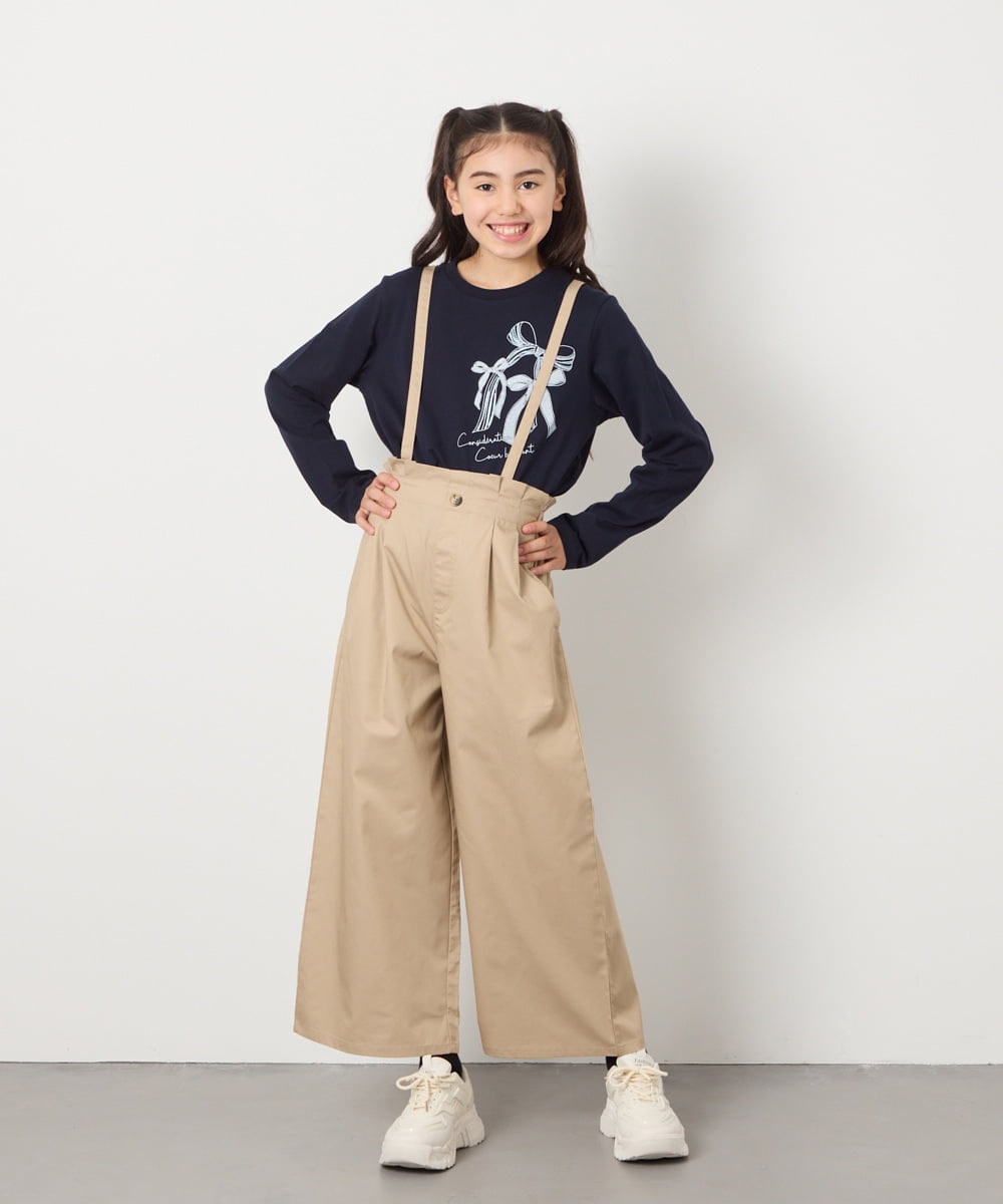 KJLFB26044 a.v.v KIDS(アー・ヴェ・ヴェ) [140-150]【接触冷感】サス付きワイドパンツ ブラック