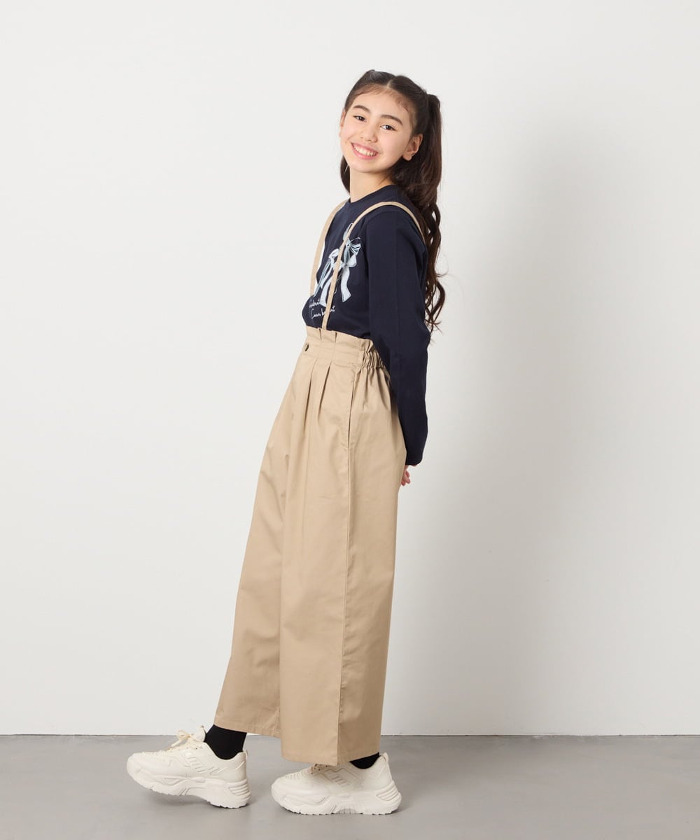 KJLFB26044 a.v.v KIDS(アー・ヴェ・ヴェ) [140-150]【接触冷感】サス付きワイドパンツ ブラック