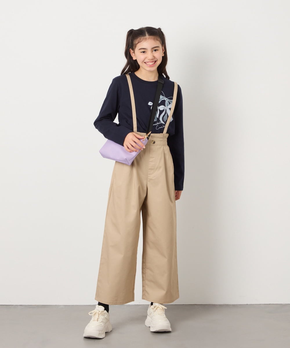 KJLFB26044 a.v.v KIDS(アー・ヴェ・ヴェ) [140-150]【接触冷感】サス付きワイドパンツ ブラック