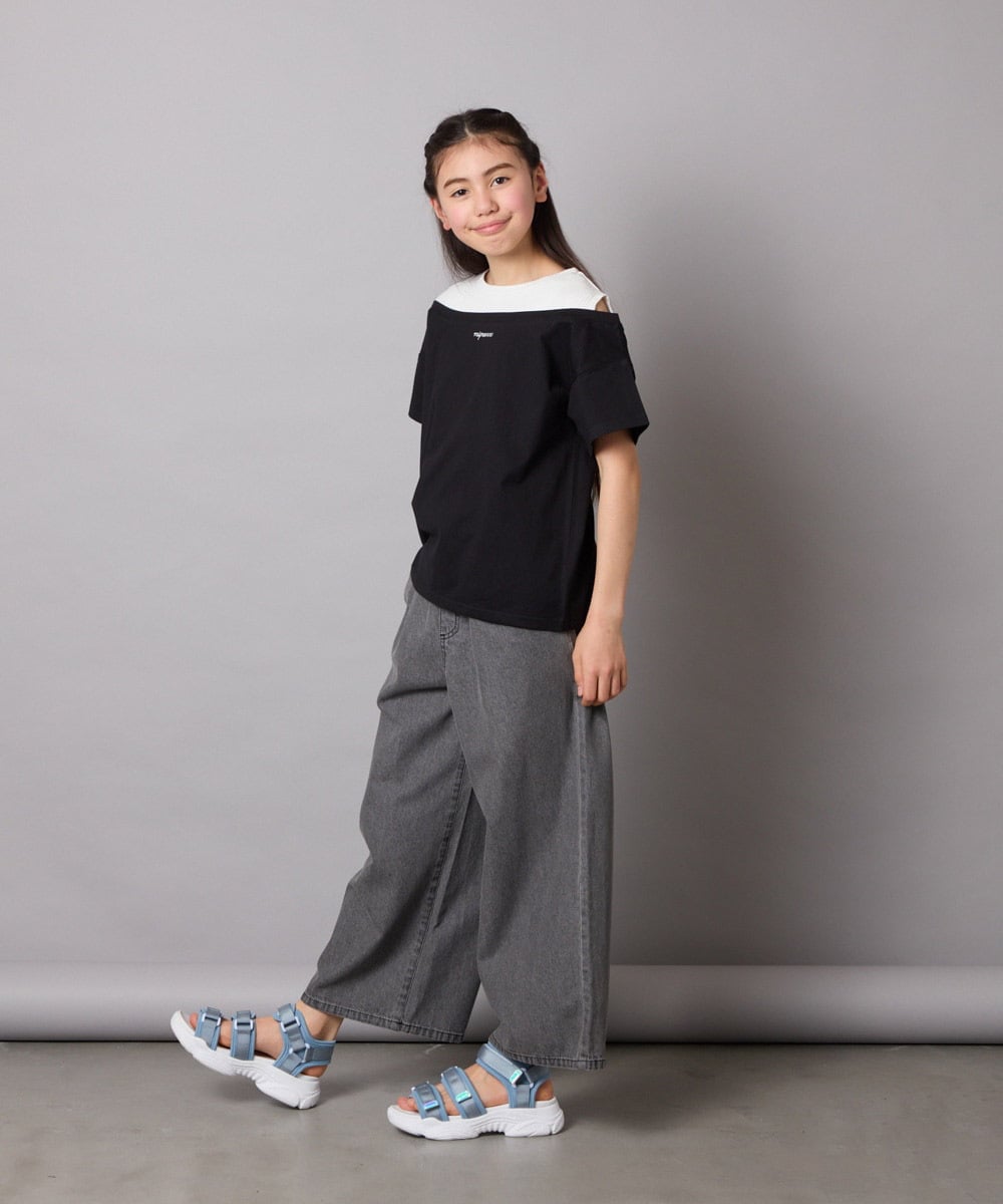 KJLFC39044 a.v.v KIDS(アー・ヴェ・ヴェ) 【接触冷感/ジメジメ対策】[160]タックワイドパンツ ライトブルー