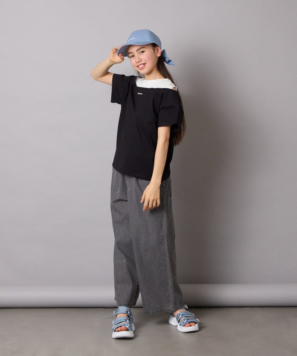 KJLFC39044 a.v.v KIDS(アー・ヴェ・ヴェ) 【接触冷感/ジメジメ対策】[160]タックワイドパンツ ライトブルー