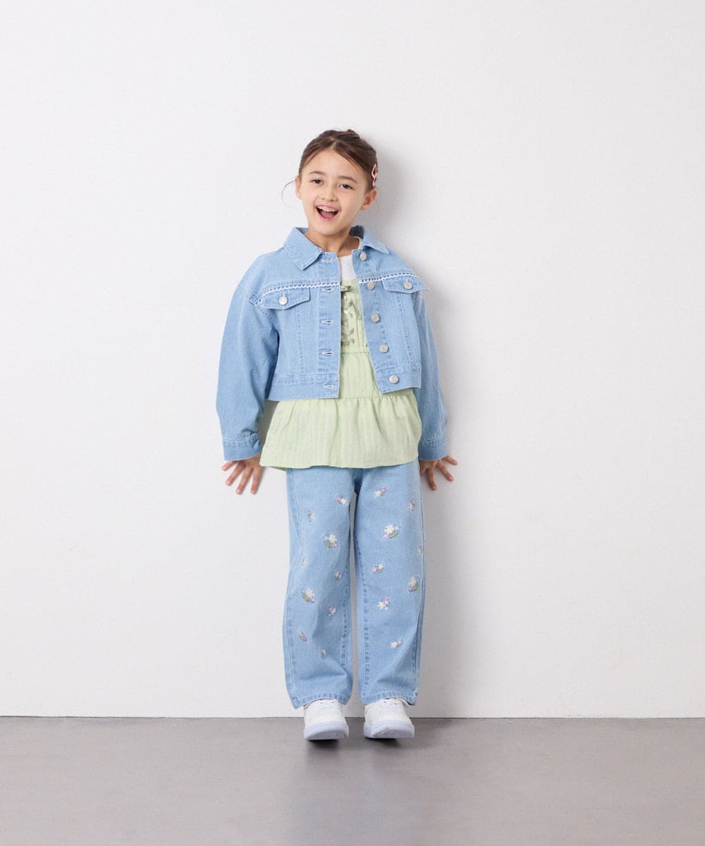KJLFD30044 a.v.v KIDS(アー・ヴェ・ヴェ) [120-160]【選べるデザイン】デザインワイドストレートデニム ライトブルー