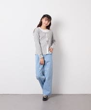 KJLFD30044 a.v.v KIDS(アー・ヴェ・ヴェ) [120-160]【選べるデザイン】デザインワイドストレートデニム ライトブルー