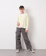 KJLFD32049 a.v.v KIDS(アー・ヴェ・ヴェ) [120-160]サイドリボンカーゴパンツ グレー