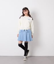 KJLFD40034 a.v.v KIDS(アー・ヴェ・ヴェ) [120-160]ギャザープリーツスカパン ライトブルー（デニム）