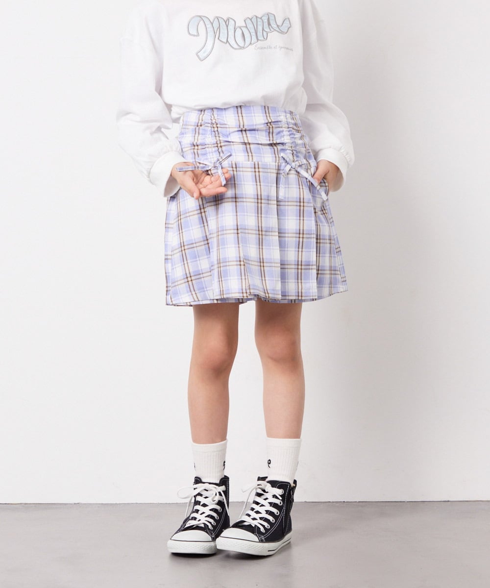 KJLFD40034 a.v.v KIDS(アー・ヴェ・ヴェ) [120-160]ギャザープリーツスカパン ブルー