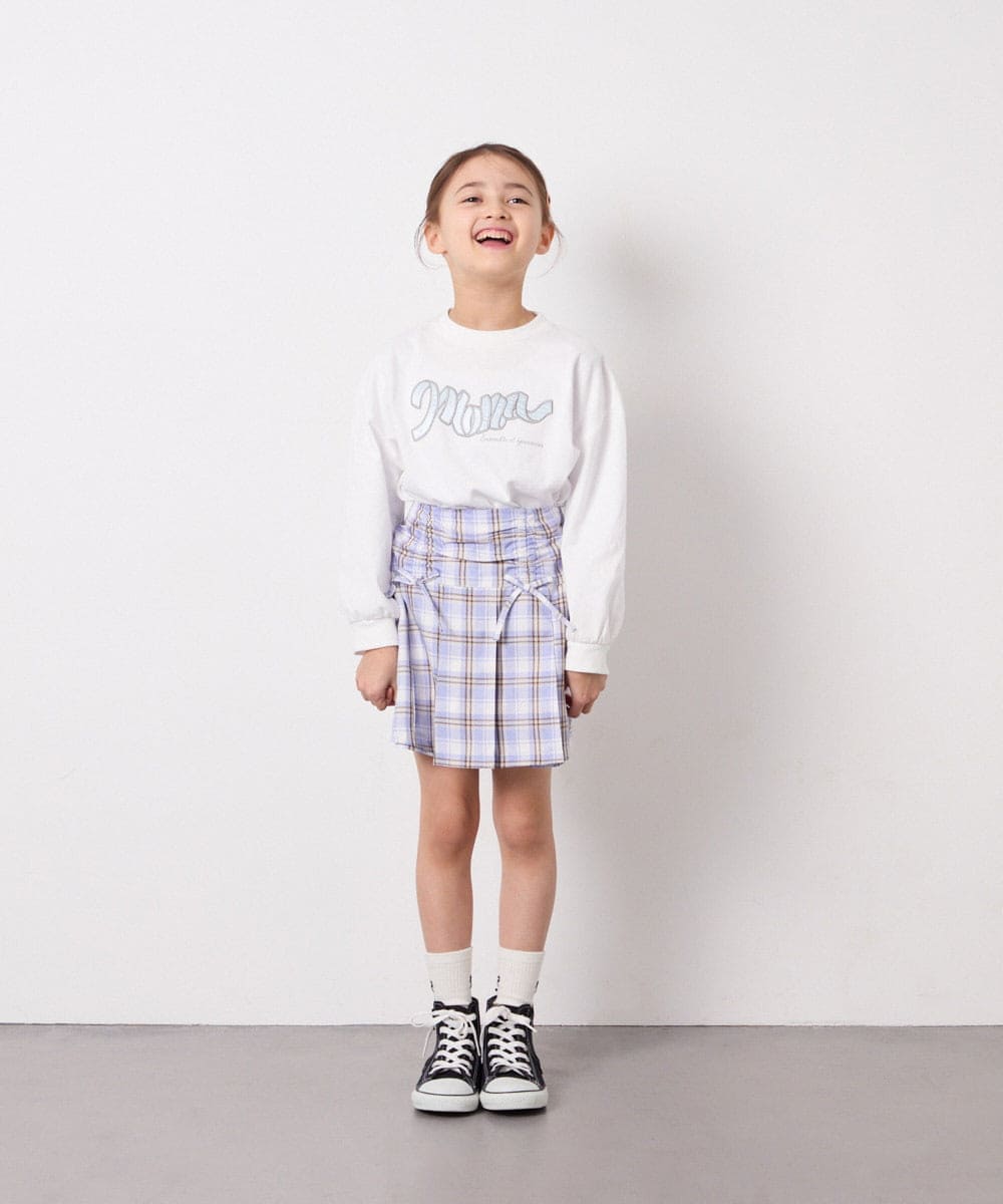 KJLFD40034 a.v.v KIDS(アー・ヴェ・ヴェ) [120-160]ギャザープリーツスカパン ブルー
