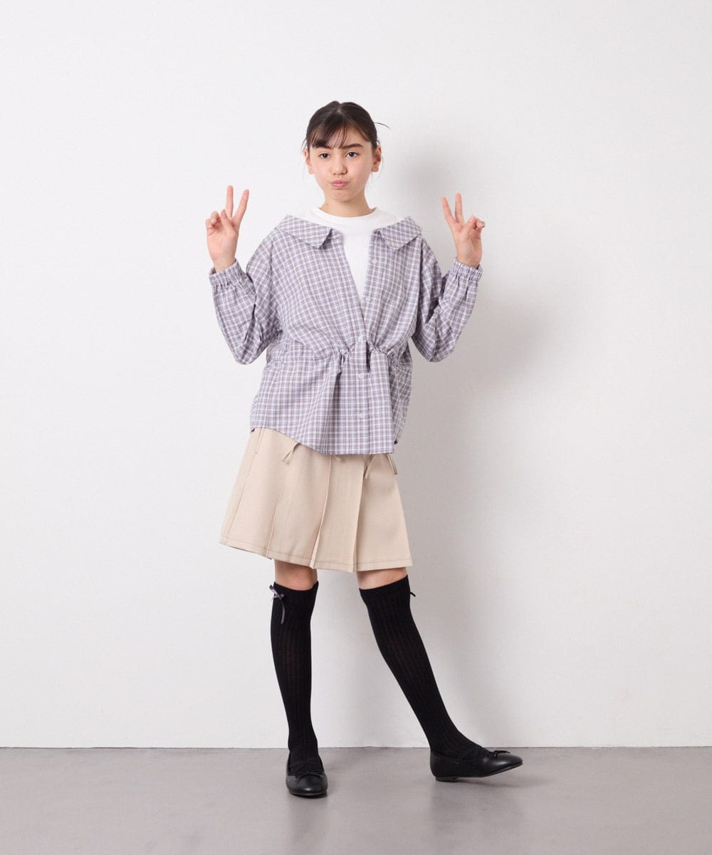 KJLFD40034 a.v.v KIDS(アー・ヴェ・ヴェ) [120-160]ギャザープリーツスカパン ベージュ