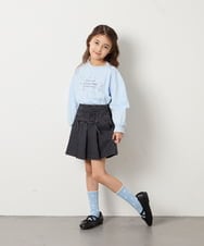 KJLFD40034 a.v.v KIDS(アー・ヴェ・ヴェ) [120-160]ギャザープリーツスカパン ダークグレー（デニム）