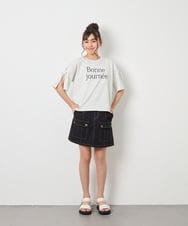 KJLFD41039 a.v.v KIDS(アー・ヴェ・ヴェ) [130-160]配色ステッチカーゴスカパン ブラック