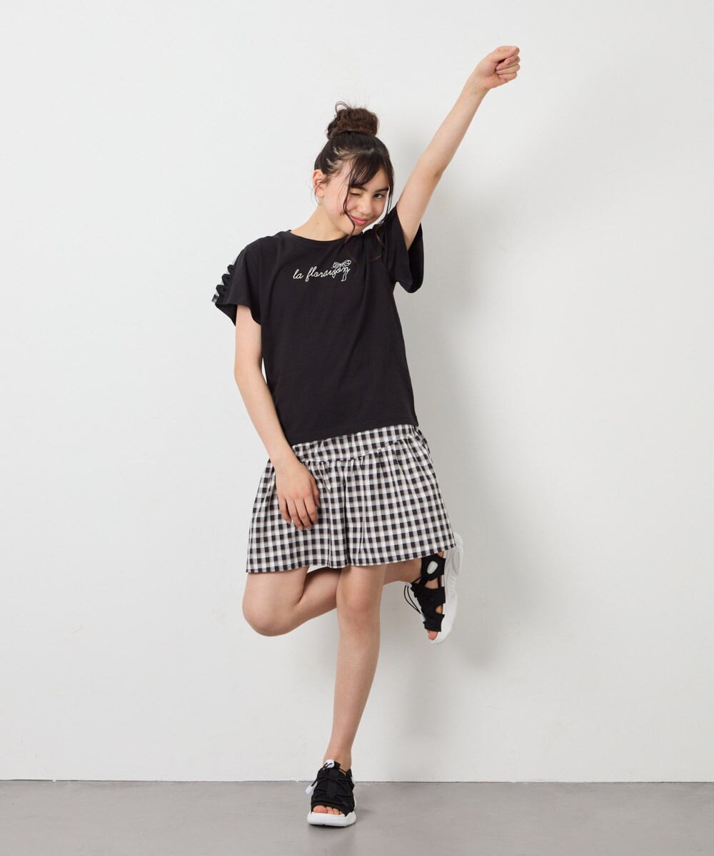 KJLFD45039 a.v.v KIDS(アー・ヴェ・ヴェ) [120-160][ママとお揃いコーデが叶う/セットアップ可能]ギャザーキュロット ブラック