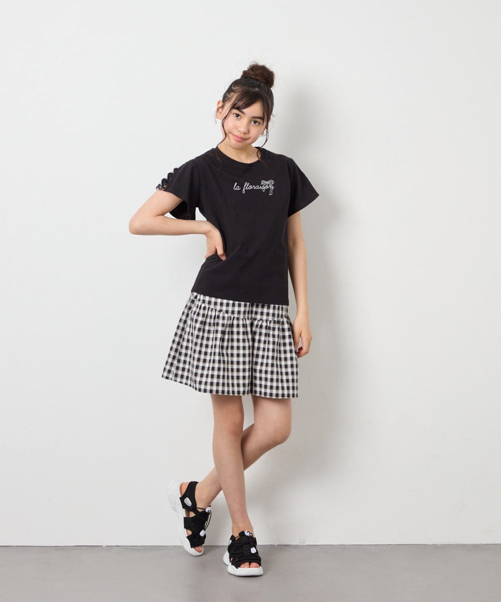 KJLFD45039 a.v.v KIDS(アー・ヴェ・ヴェ) [120-160][ママとお揃いコーデが叶う/セットアップ可能]ギャザーキュロット ブラック