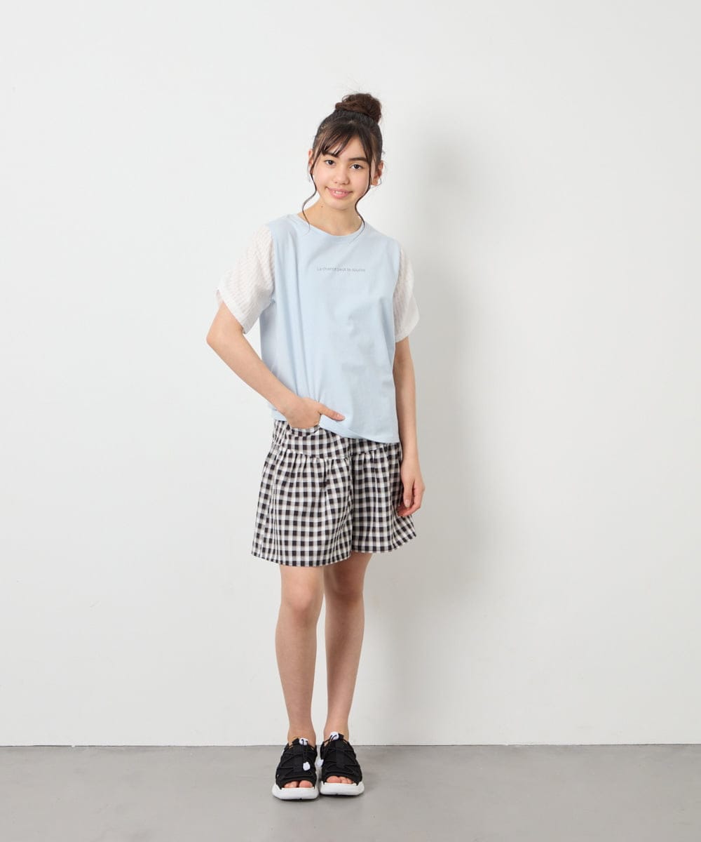 KJLFD45039 a.v.v KIDS(アー・ヴェ・ヴェ) [120-160][ママとお揃いコーデが叶う/セットアップ可能]ギャザーキュロット ブラック
