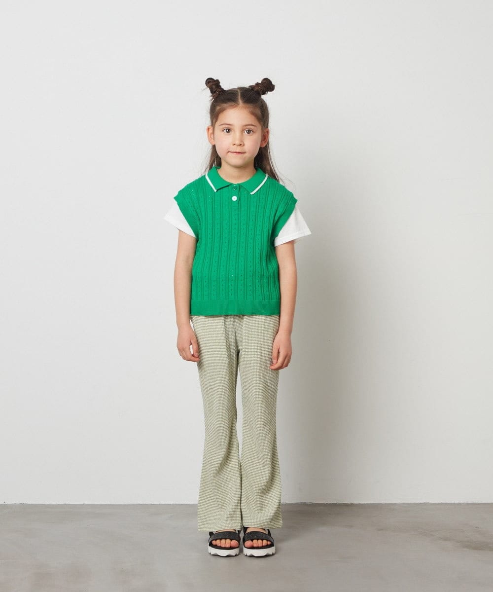 KJLFT40034 a.v.v KIDS(アー・ヴェ・ヴェ) [140-150]チェックフレアパンツ ブラック