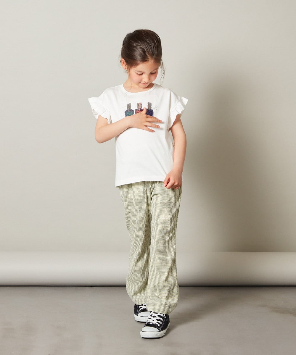 KJLFT40034 a.v.v KIDS(アー・ヴェ・ヴェ) [140-150]チェックフレアパンツ ブラック