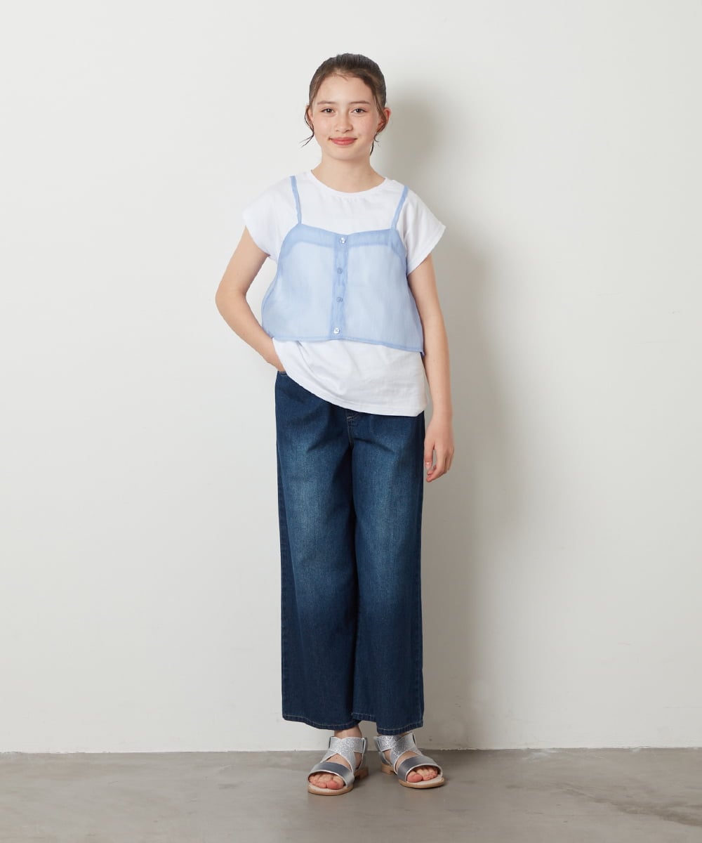 KJLFV40029 a.v.v KIDS(アー・ヴェ・ヴェ) [100-130]ライトデニムワイドパンツ ライトブルー