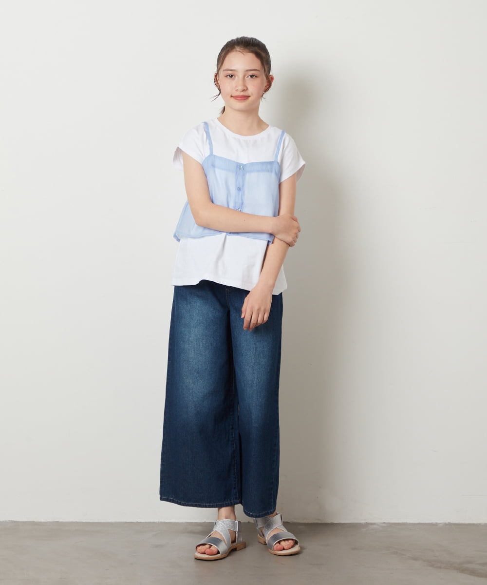 KJLFV40029 a.v.v KIDS(アー・ヴェ・ヴェ) [100-130]ライトデニムワイドパンツ ライトブルー