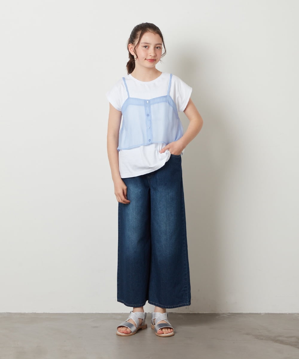 KJLFV40029 a.v.v KIDS(アー・ヴェ・ヴェ) [100-130]ライトデニムワイドパンツ ライトブルー