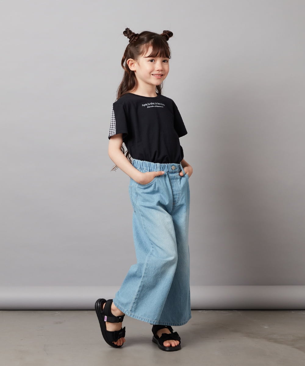 KJLFV40029 a.v.v KIDS(アー・ヴェ・ヴェ) [100-130]ライトデニムワイドパンツ ライトブルー