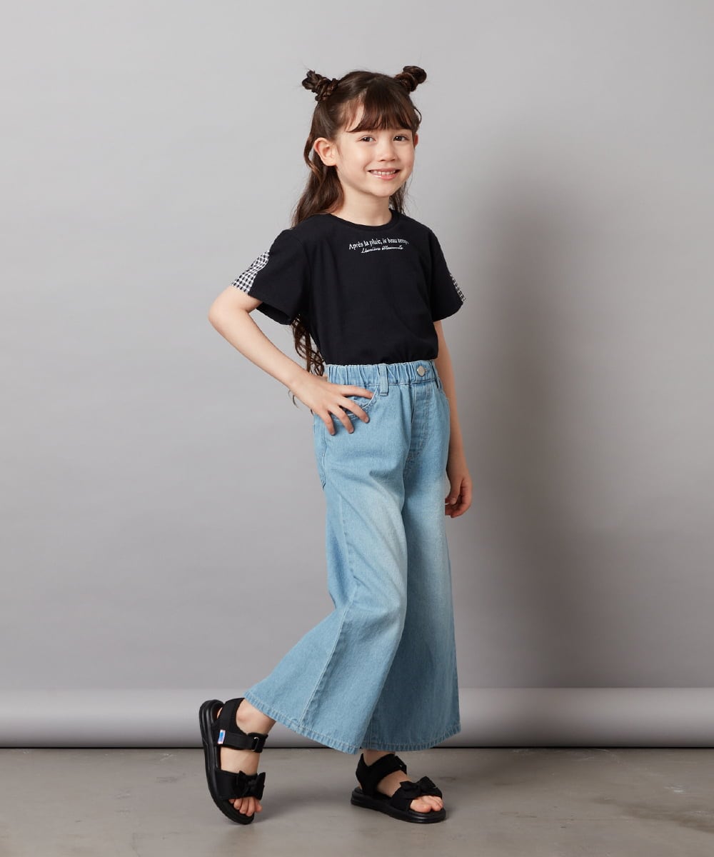 KJLFV40029 a.v.v KIDS(アー・ヴェ・ヴェ) [100-130]ライトデニムワイドパンツ ライトブルー