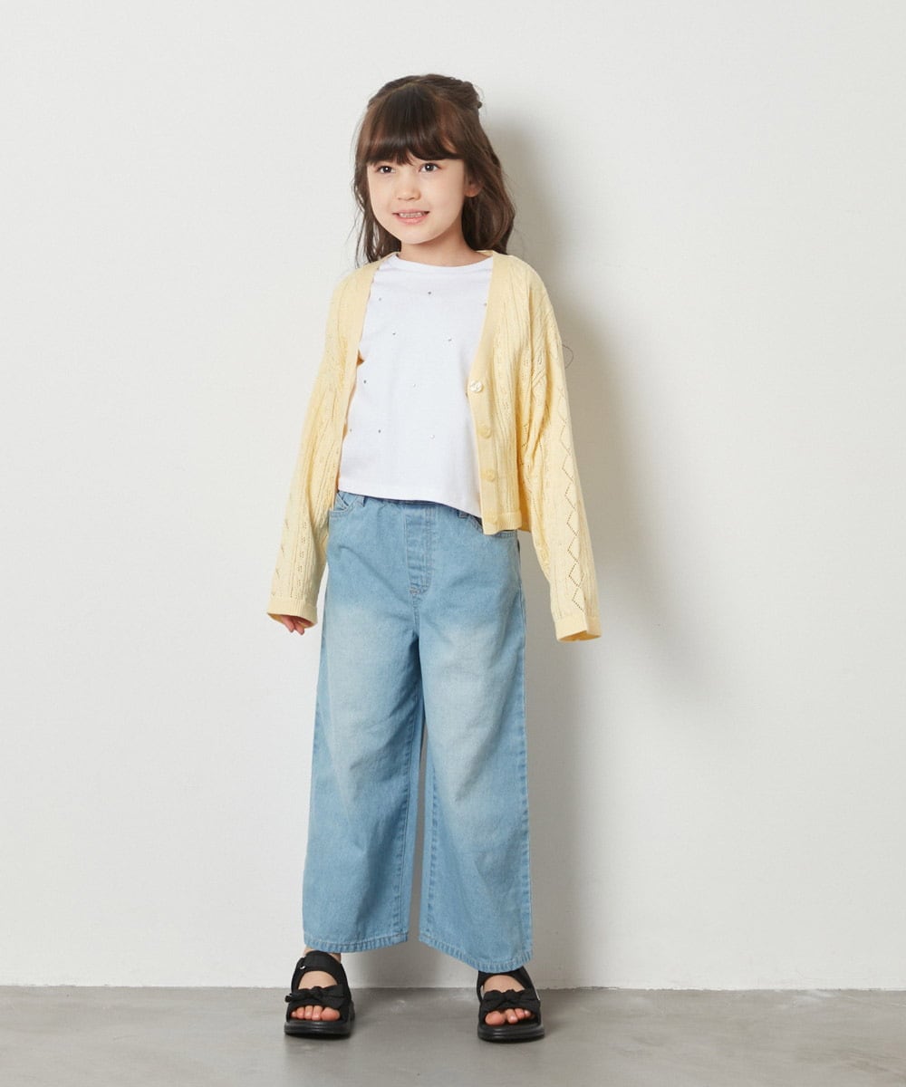 KJLFV40029 a.v.v KIDS(アー・ヴェ・ヴェ) [100-130]ライトデニムワイドパンツ ライトブルー