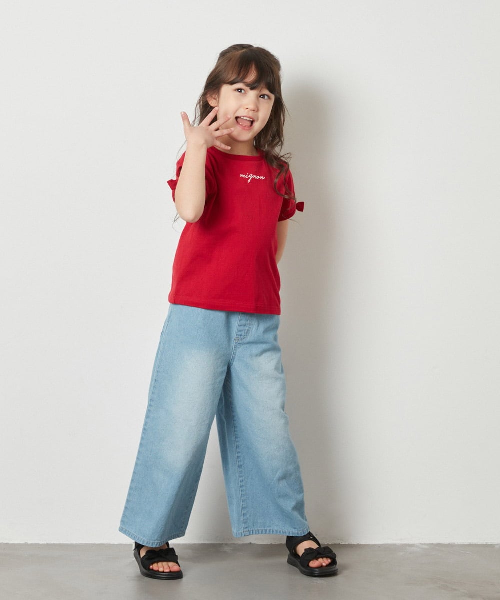 KJLFV40029 a.v.v KIDS(アー・ヴェ・ヴェ) [100-130]ライトデニムワイドパンツ ライトブルー