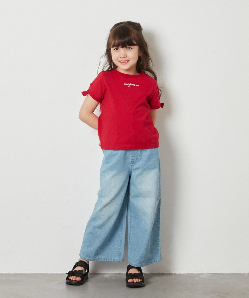 KJLFV40029 a.v.v KIDS(アー・ヴェ・ヴェ) [100-130]ライトデニムワイドパンツ ライトブルー