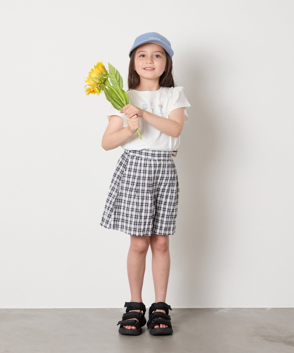 KJLGA17039 a.v.v KIDS(アー・ヴェ・ヴェ) [100-160]【セットアップ可能】ぽこぽこタックショートパンツ ブラック