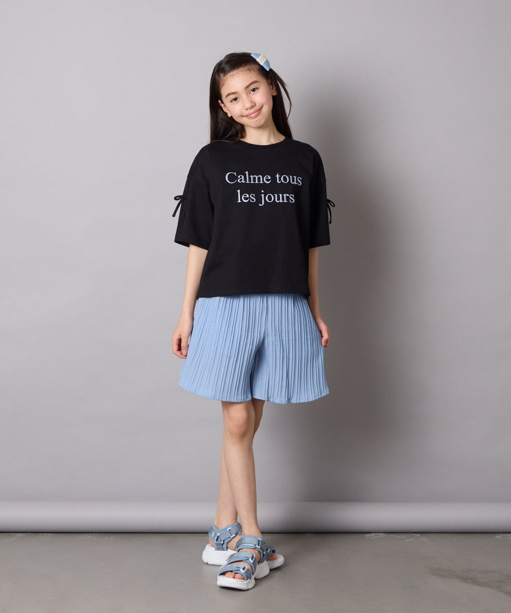 KJLGA17039 a.v.v KIDS(アー・ヴェ・ヴェ) [100-160]【セットアップ可能】ぽこぽこタックショートパンツ ブラック