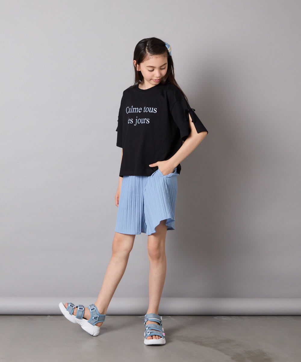 KJLGA17039 a.v.v KIDS(アー・ヴェ・ヴェ) [100-160]【セットアップ可能】ぽこぽこタックショートパンツ ブラック