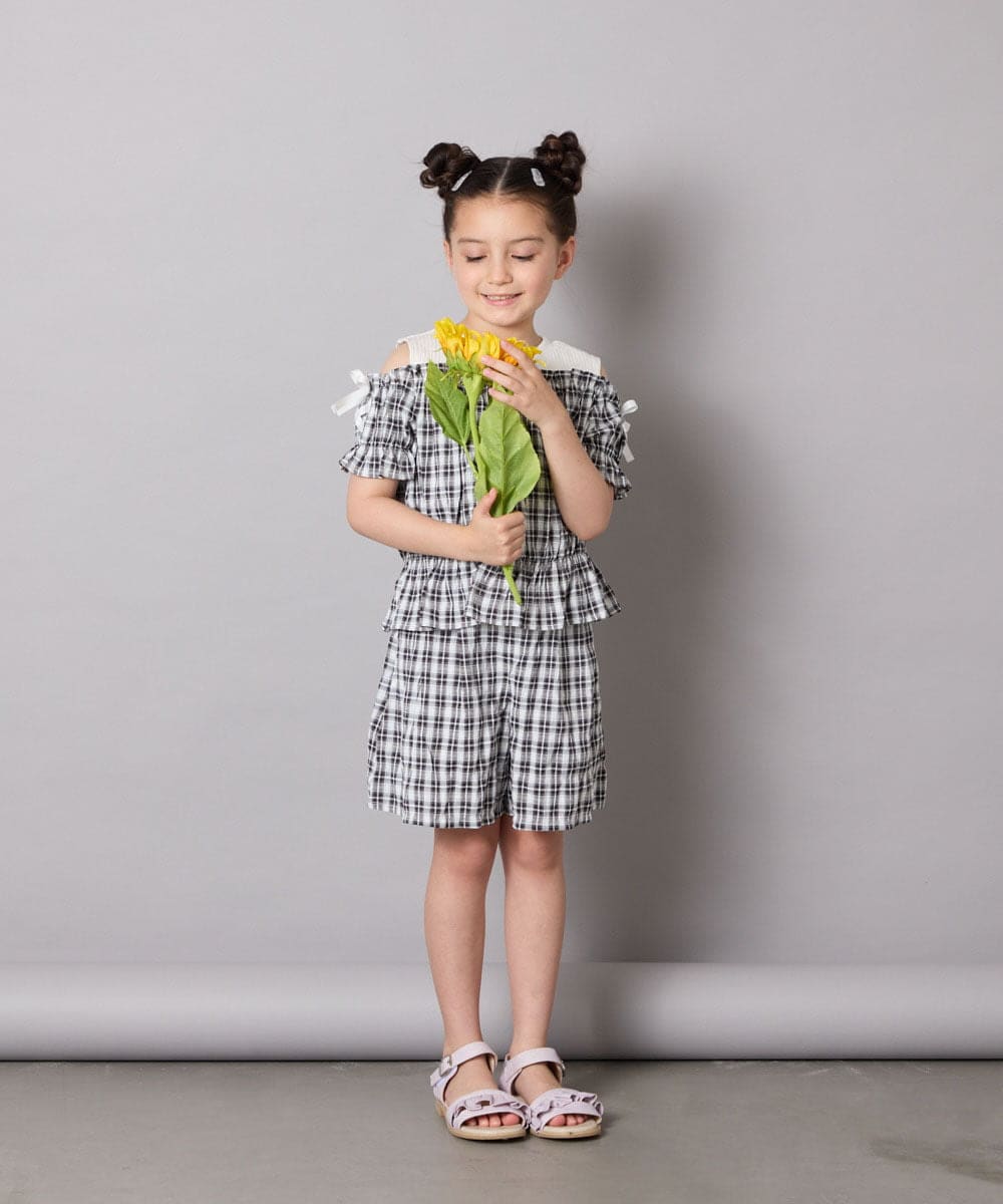 KJLGA17039 a.v.v KIDS(アー・ヴェ・ヴェ) [100-160]【セットアップ可能】ぽこぽこタックショートパンツ ブラック