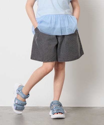 KJLGA22029 a.v.v KIDS [100-130]【接触冷感/ジメジメ対策】デニムタックキュロット
