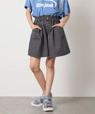 KJLGA22029 a.v.v KIDS(アー・ヴェ・ヴェ) [100-130]【接触冷感/ジメジメ対策】デニムタックキュロット ダークグレー
