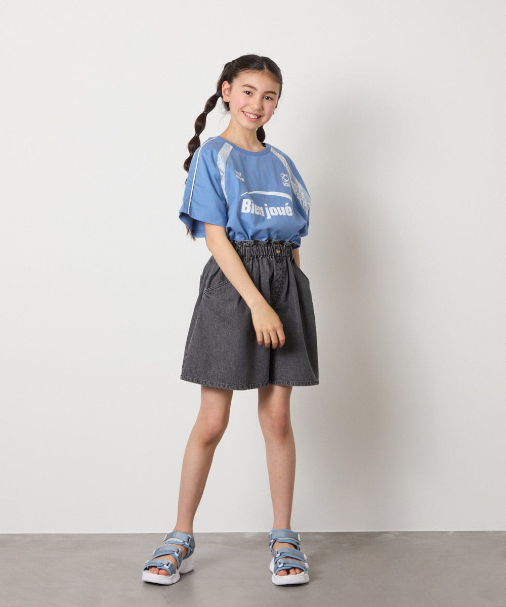 KJLGA22029 a.v.v KIDS(アー・ヴェ・ヴェ) [100-130]【接触冷感/ジメジメ対策】デニムタックキュロット ダークグレー