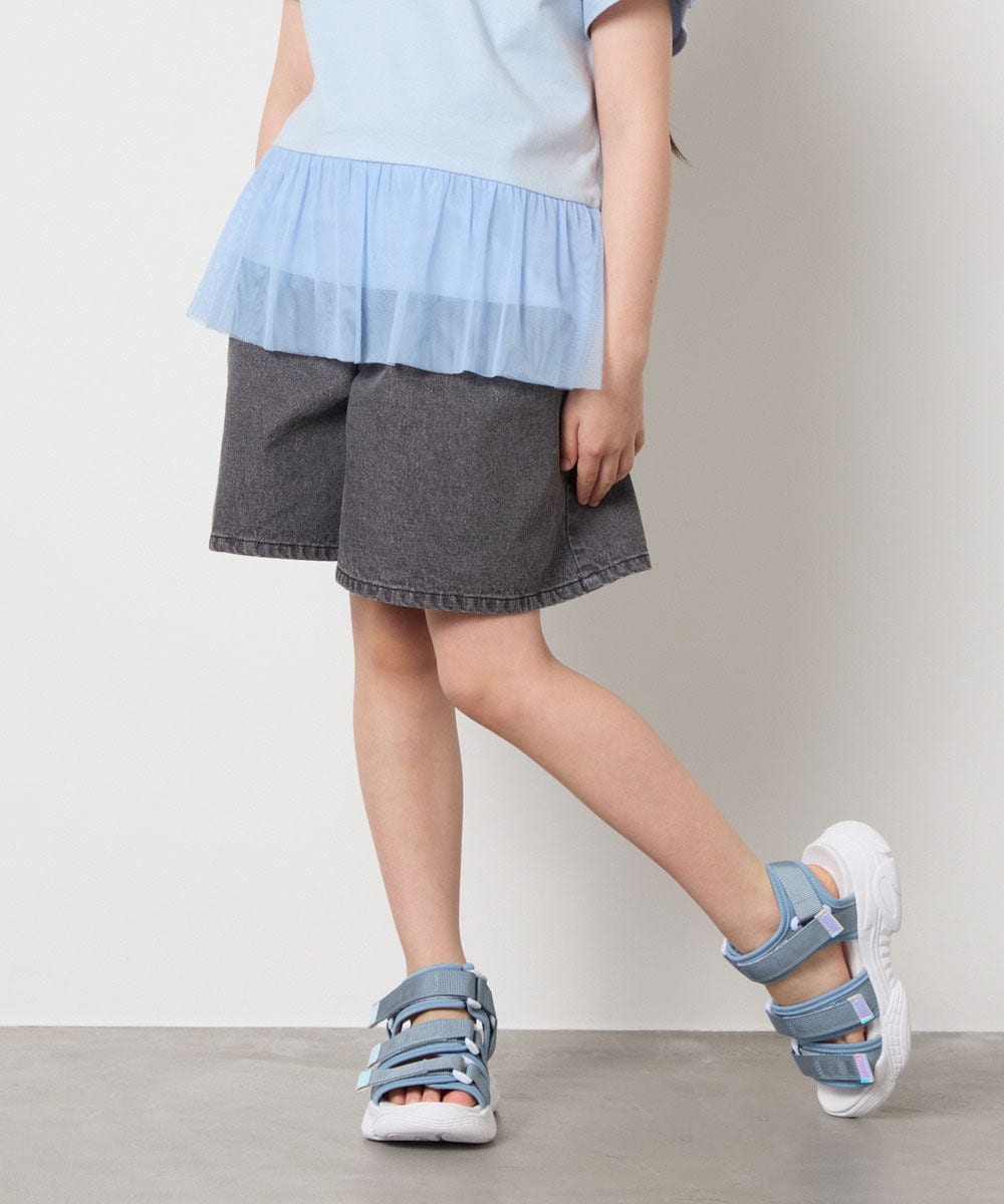 KJLGA22029 a.v.v KIDS(アー・ヴェ・ヴェ) [100-130]【接触冷感/ジメジメ対策】デニムタックキュロット ダークグレー