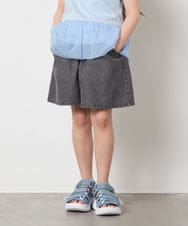 KJLGA22029 a.v.v KIDS(アー・ヴェ・ヴェ) [100-130]【接触冷感/ジメジメ対策】デニムタックキュロット ダークグレー